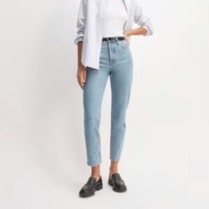 EVERLANE WOMENS CURVY CHEEKY JEANS CROPPED ANKLE CURVE SIZE 30 LIGHT WASH HEM